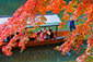 京都　嵐山　紅葉　船　舟　旅行　ツアー