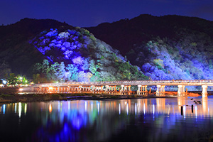 嵐山花灯路 渡月橋 ライトアップ