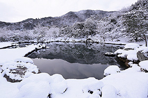 京都　天龍寺　雪景色