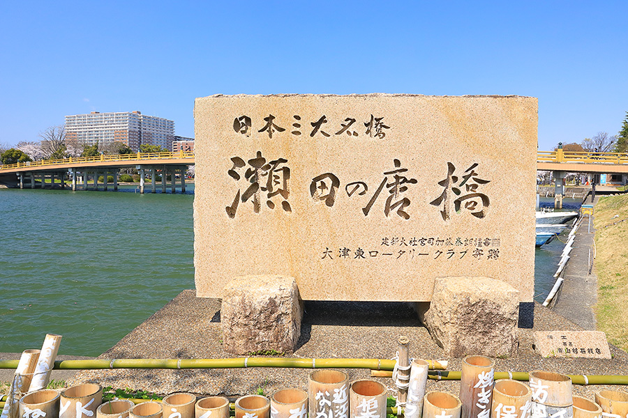 瀬田の唐橋 桜 瀬田川