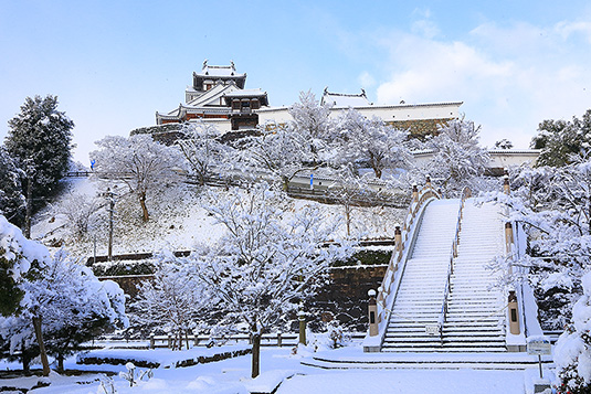 福知山城　雪　写真