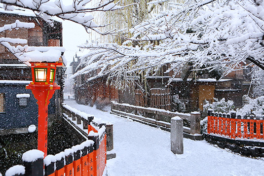 祇園白川　雪　写真
