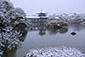 京都　平安神宮　神苑　雪景色