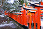京都　伏見稲荷神社　千本鳥居　雪
