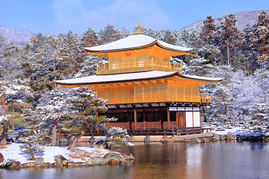 雪　金閣寺 瓢斗