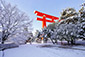 平安神宮大鳥居　雪景色